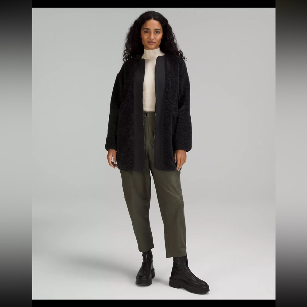 NWT Lululemon Collarless Textured Fleeced Sherpa Full Zip Jacket Black Size 10